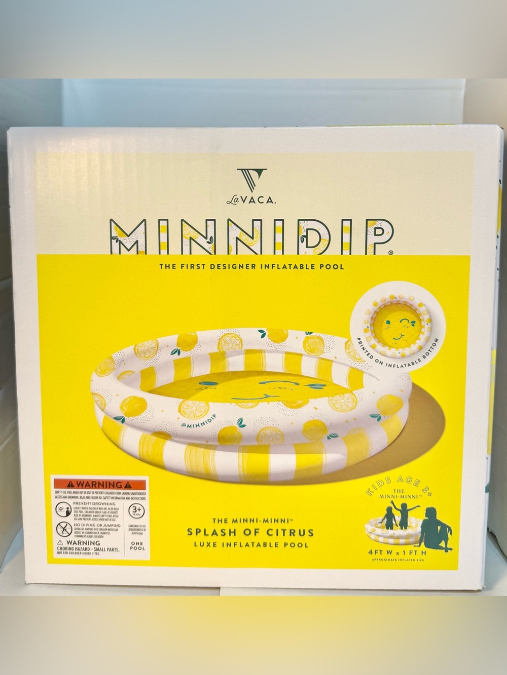 MINNIDIP La Vaca SPLASH OF CITRUS Luxe Inflatable Swimming Pool Minni Minni NEW